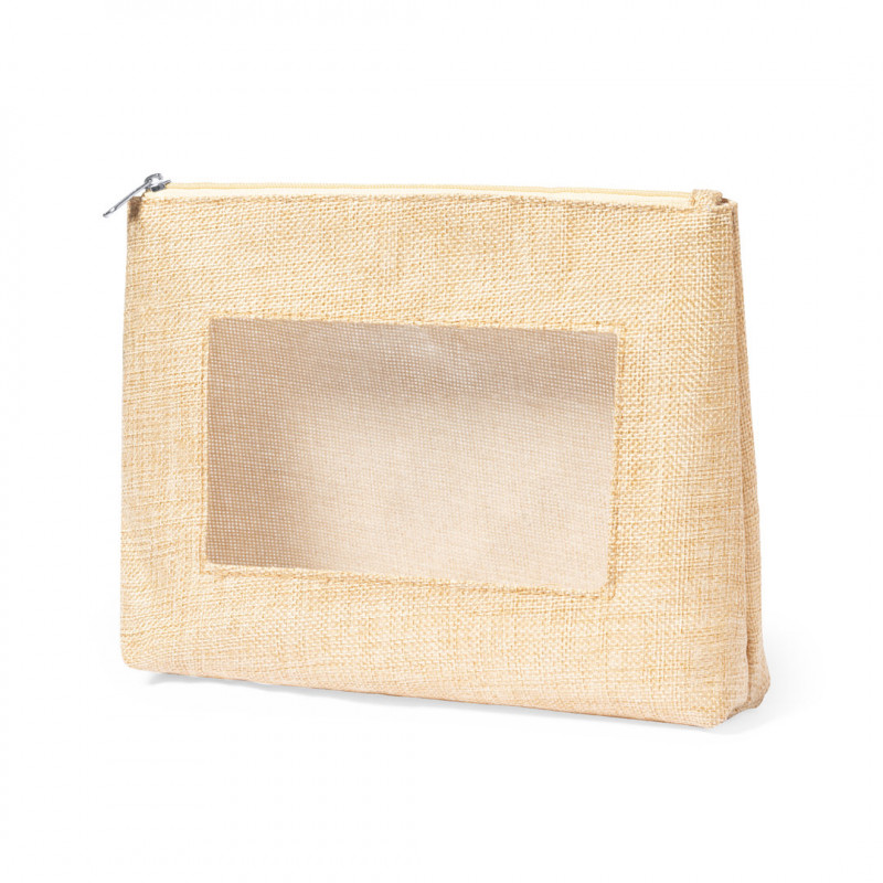 Necessaire com janela tom cru com zíper para mulher