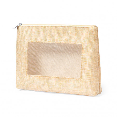 Necessaire com janela tom cru com zíper para mulher