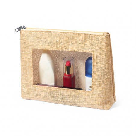 Necessaire com janela tom cru com zíper para mulher