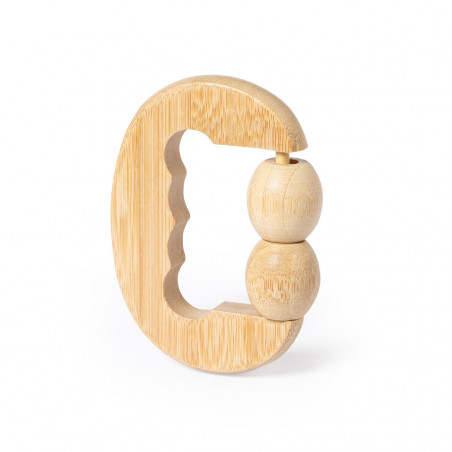 Massageador de bambu com 2 bolas e alça ergonômica