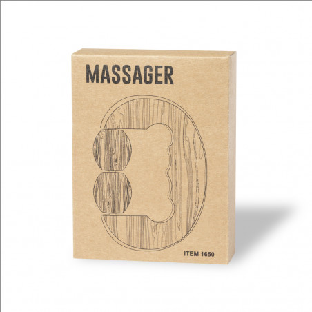 Massageador de bambu com 2 bolas e alça ergonômica