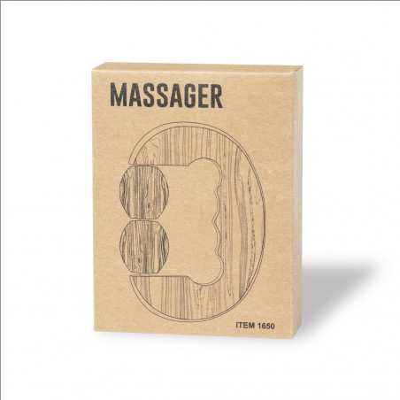 Massageador de bambu com 2 bolas e alça ergonômica