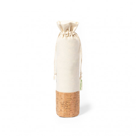 Bolsa para garrafas de algodão com base de cortiça e fechamento de cordão