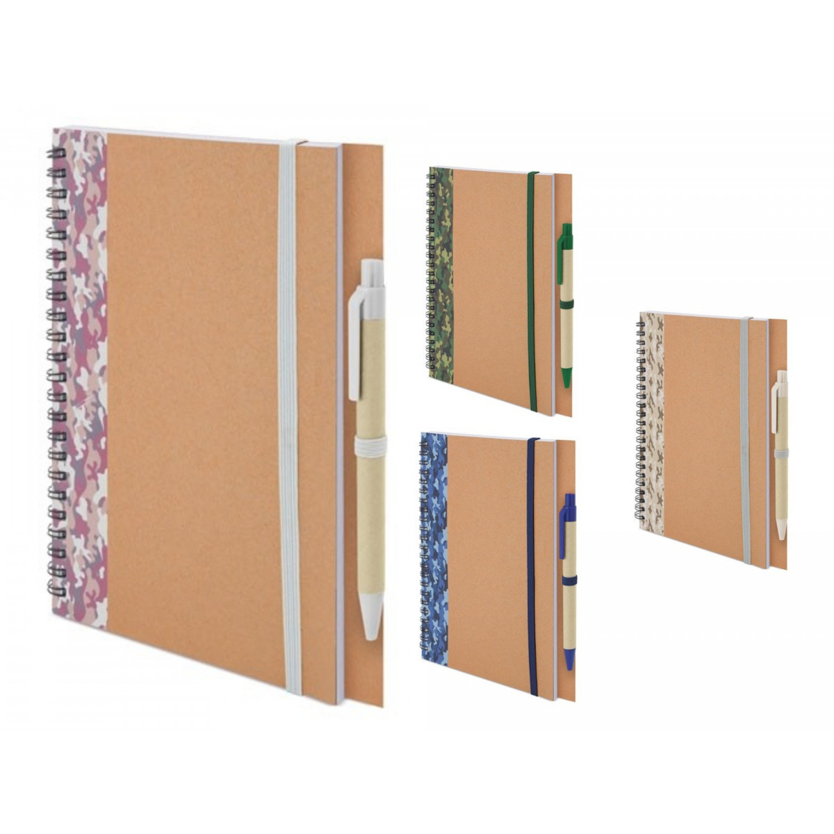 Caderno e caneta de papelão reciclado a5