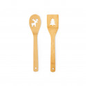 Colher e espátula de cozinha feitas de bambu com designs de Natal