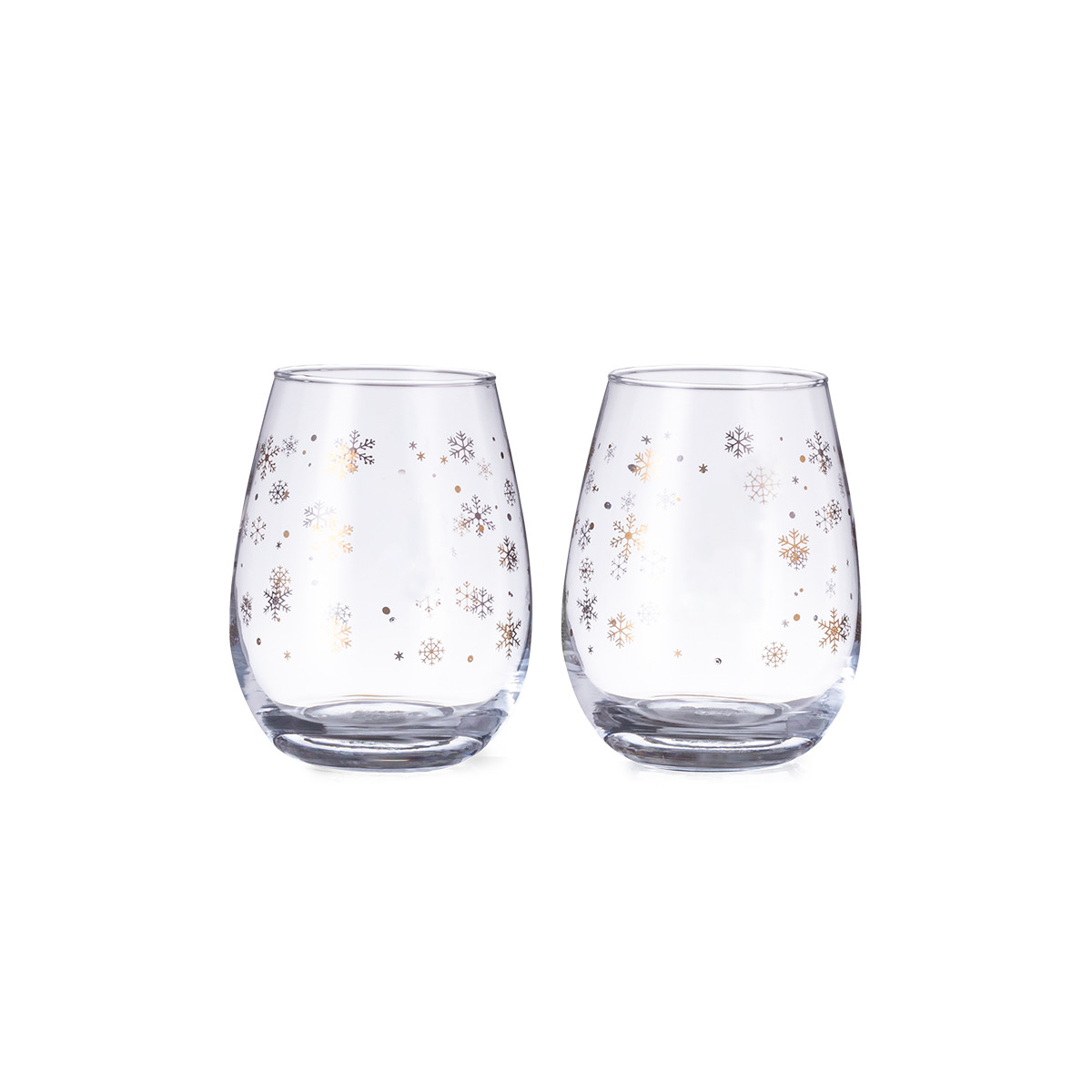 Pacote com 2 copos de Natal de cristal com design de flocos de neve