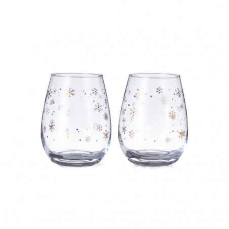 Pacote com 2 copos de Natal de cristal com design de flocos de neve