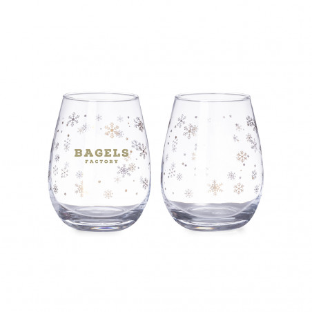 Pacote com 2 copos de Natal de cristal com design de flocos de neve