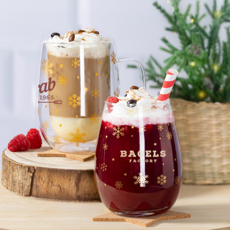 Pacote com 2 copos de Natal de cristal com design de flocos de neve