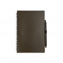 Caneta com caderno espiral de linhas na cor café