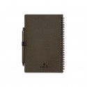 Caneta com caderno espiral de linhas na cor café