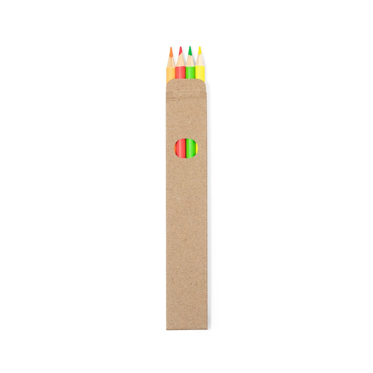 Lápis fluo de 4 cores em caixa de papelão para detalhes infantis