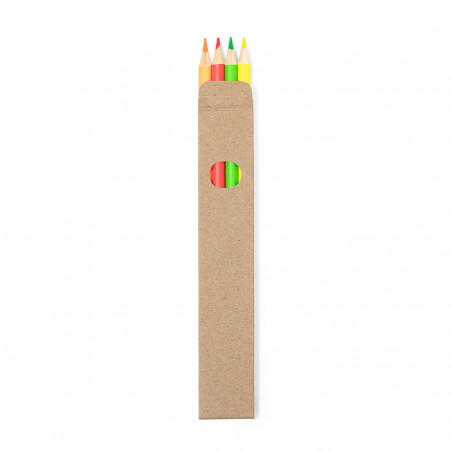 Lápis fluo de 4 cores em caixa de papelão para detalhes infantis