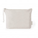 Necessaire de algodão na cor natural com zíper e cordão