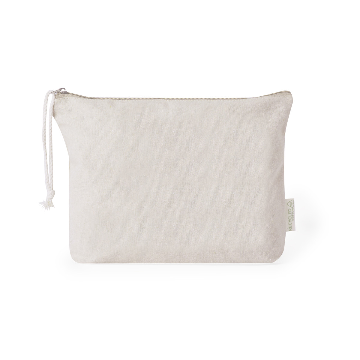 Necessaire de algodão na cor natural com zíper e cordão