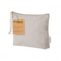 Necessaire de algodão na cor natural com zíper e cordão