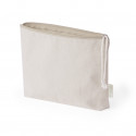 Necessaire de algodão na cor natural com zíper e cordão
