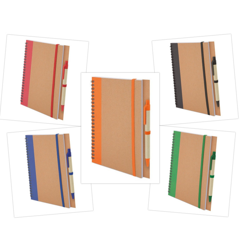 Caderno A5 com caneta em papelão reciclado