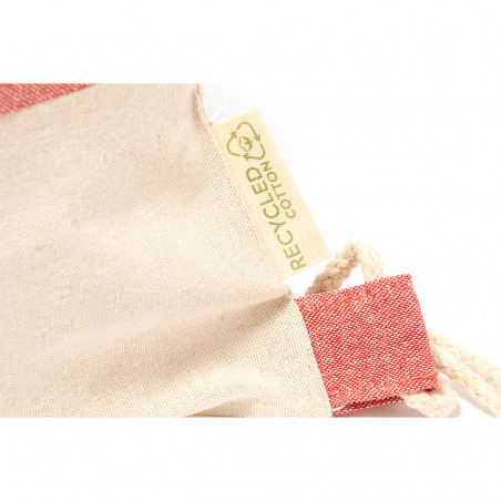 Mochila de cordão fabricada em algodão de cores naturais para presentear