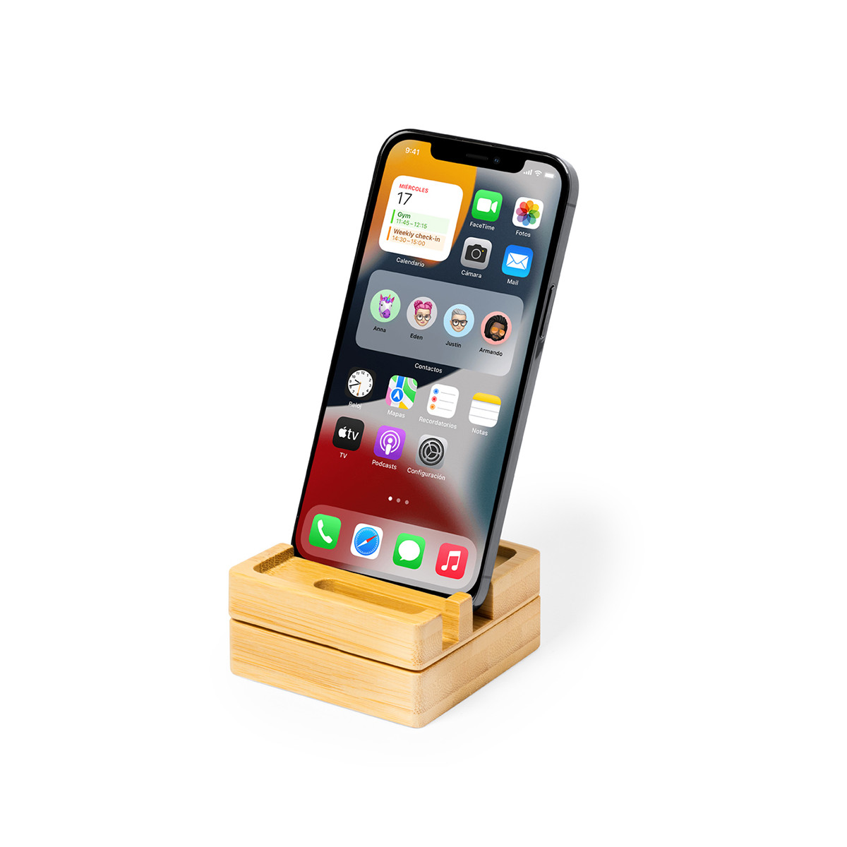 Organizador de mesa e material de escritório de bambu