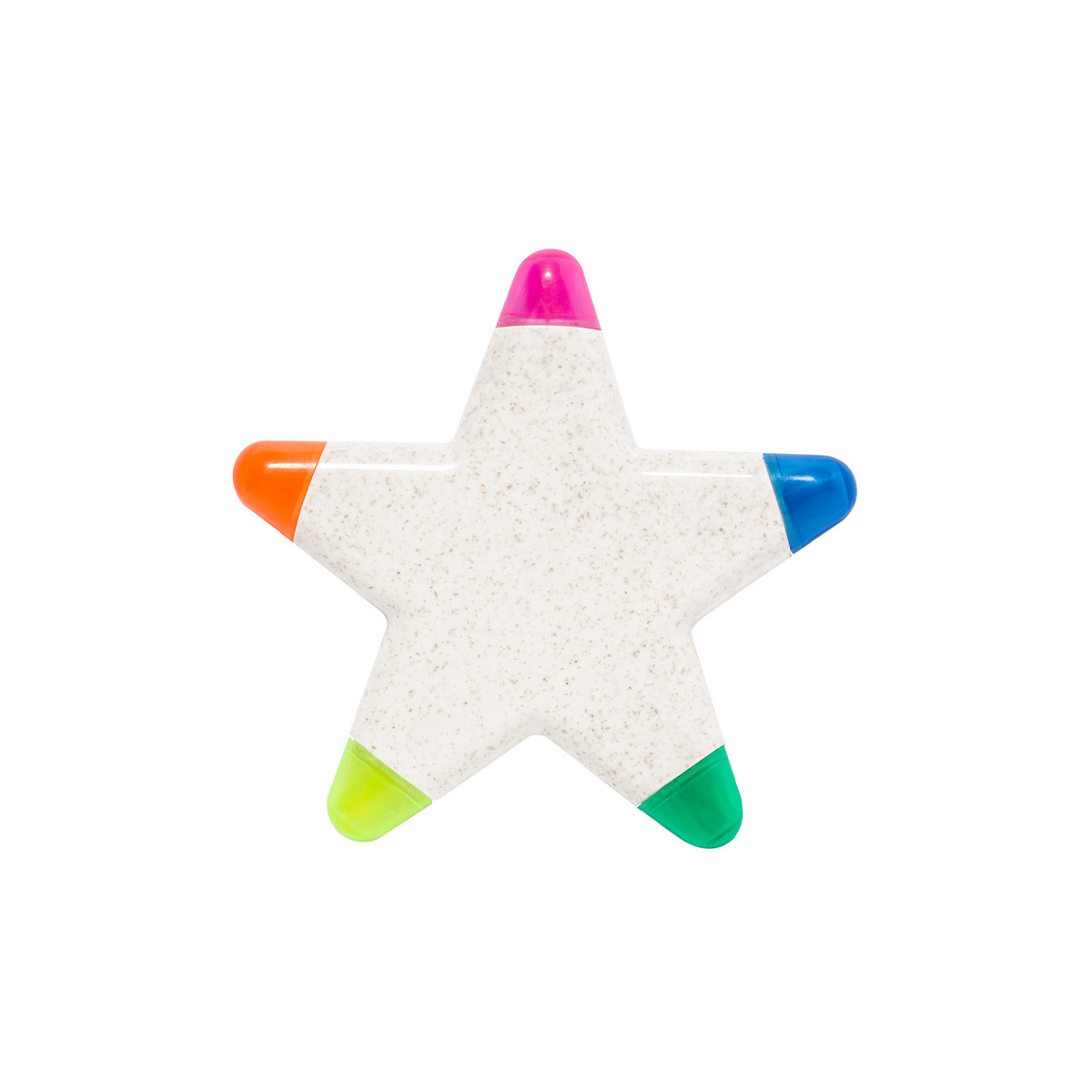 Marcador fluorescente em forma de estrela com várias cores