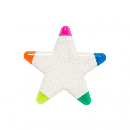 Marcador fluorescente em forma de estrela com várias cores