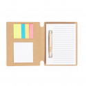 Bloco de notas de papelão reciclado e caneta esferográfica