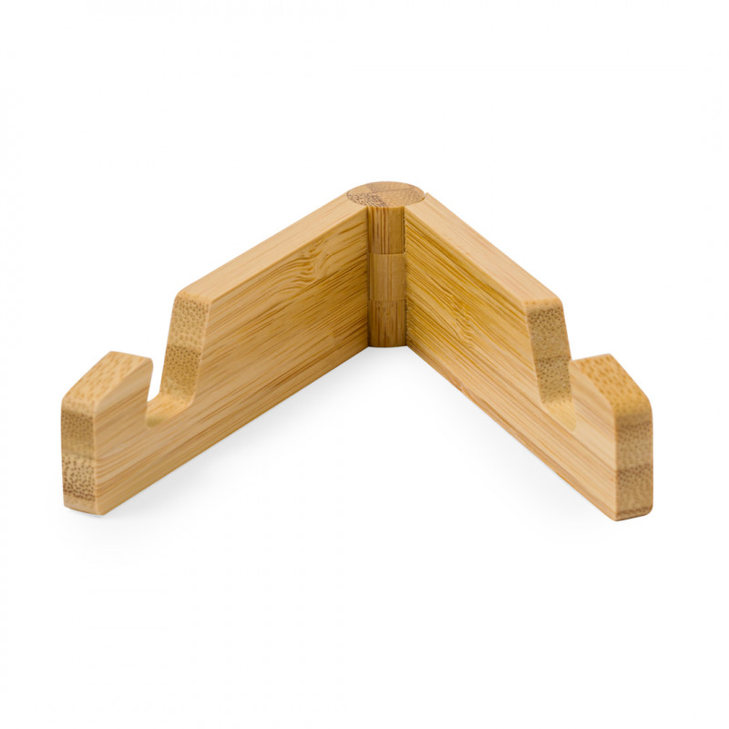 Suporte ajustável de bambu para celular