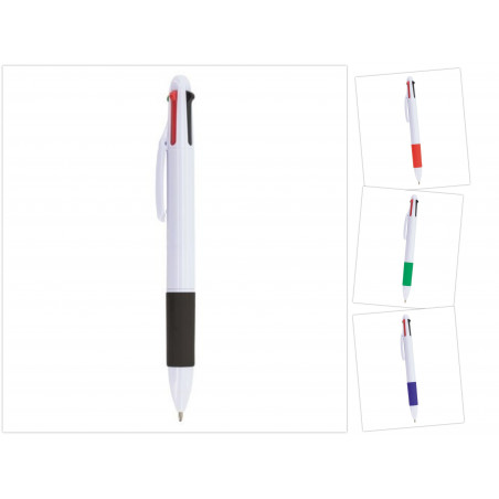 Canetas com 4 tintas nas cores preto, vermelho, azul e verde
