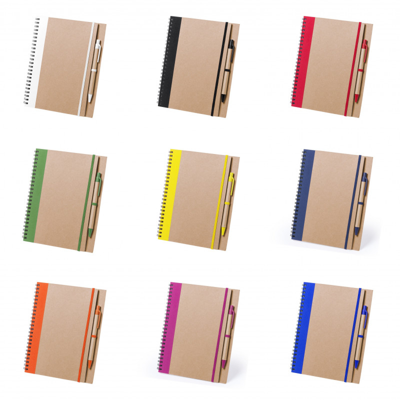Caderno ecológico com caneta Design bicolor e anéis