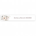 Adesivo personalizado retangular 5x1 fundo branco flores pastel para casamentos