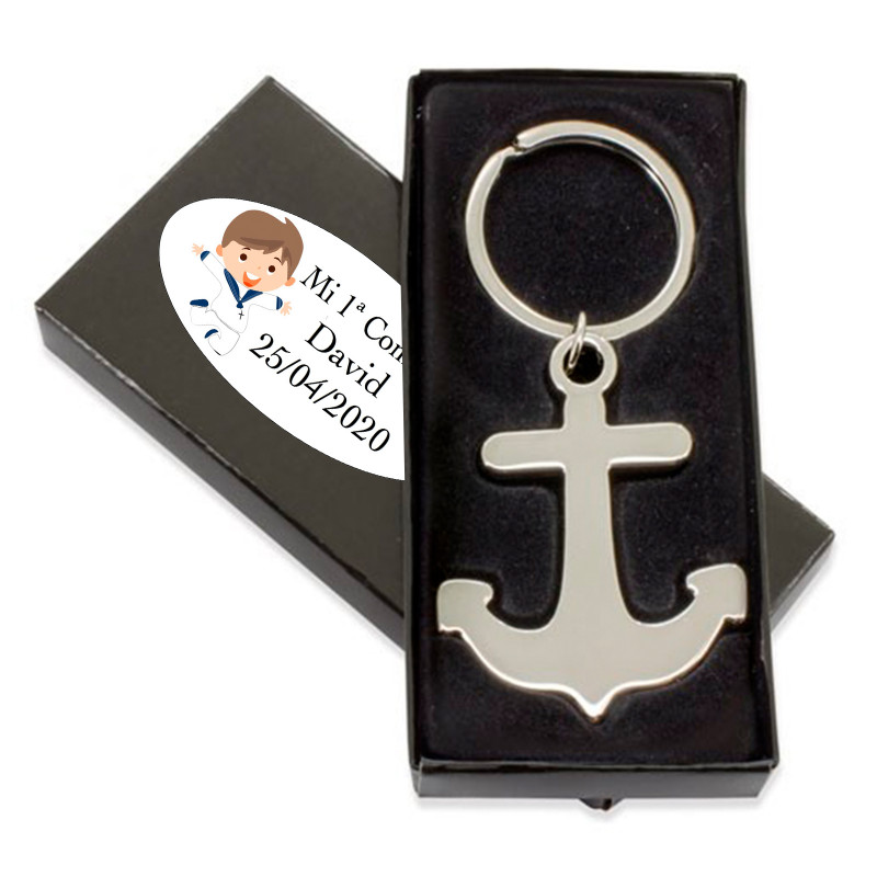 Chaveiro âncora com adesivo personalizável para detalhes da primeira comunhão