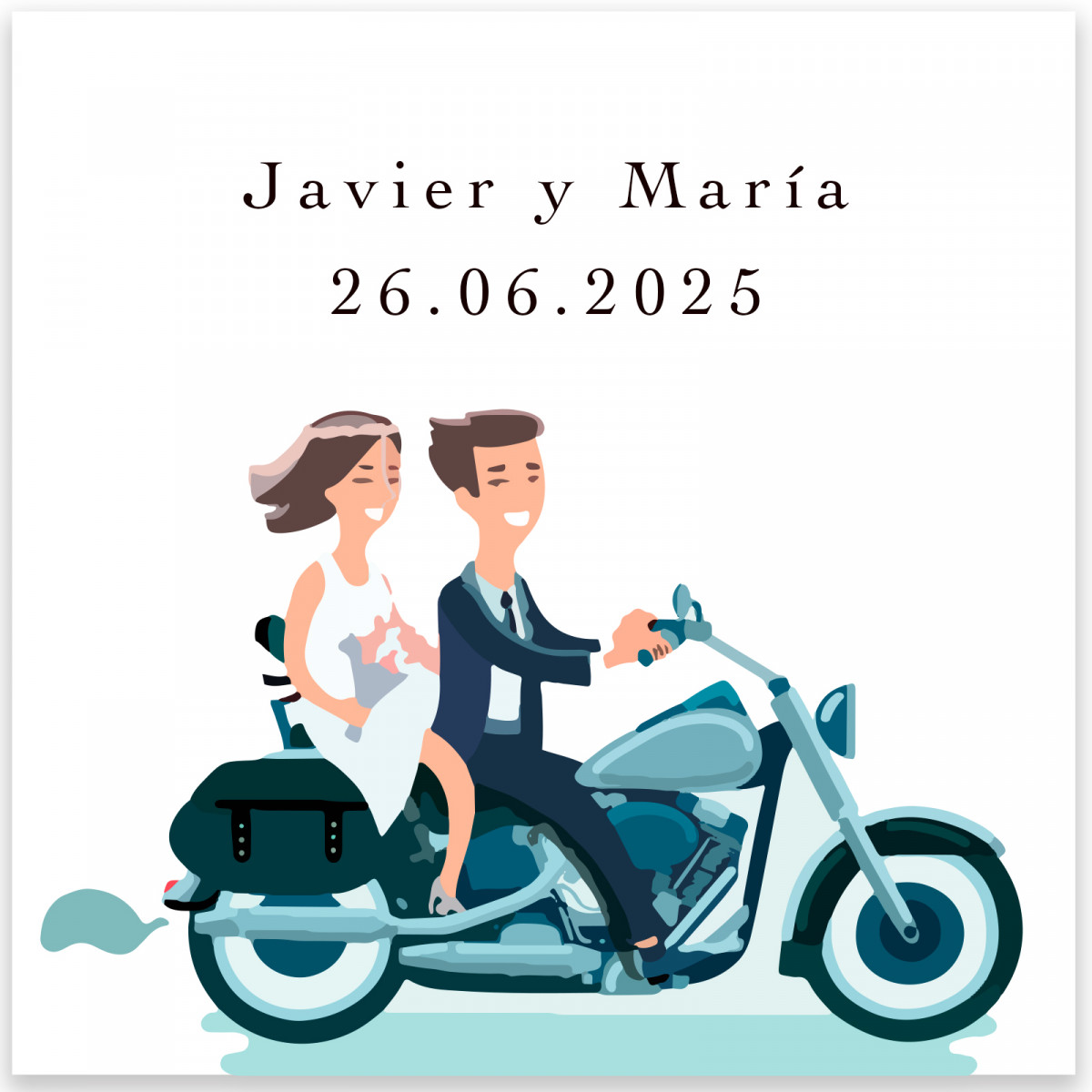 Adesivo 5x5cm noivos sobre moto personalizável