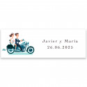 Adesivo 6x2cm design noivos sobre moto para personalizar detalhes