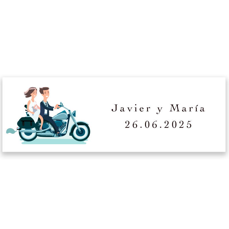Adesivo 6x2cm design noivos sobre moto para personalizar detalhes