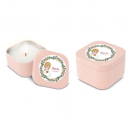 Vela aromática em caixa personalizada para lembranças de primeira comunhão meninas