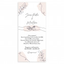 Convite de casamento cartão vertical com desenhos manuais de mãos e elementos decorativos