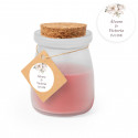 Vela aromática vermelha com etiqueta kraft personalizada para casamentos e eventos