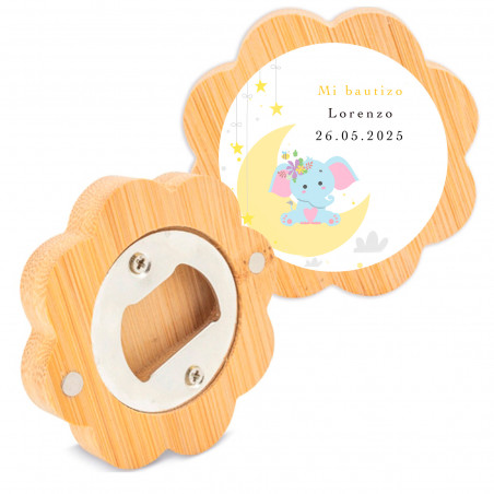 Abridor com forma de flor com adesivo design elefante para detalhes