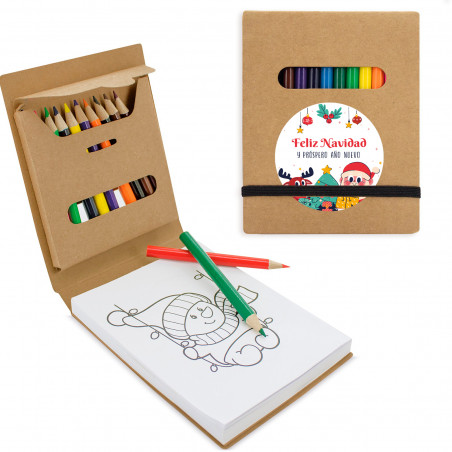 Caderno de colorir com folhas e cores personalizadas para detalhes natalinos