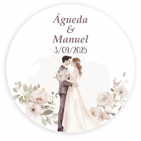 Chaveiro metálico com adesivo noivos personalizável para detalhes de casamento