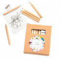 Estuche para colorir com folhas e lápis de cor e adesivo de aniversário personalizável para detalhes