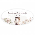 Esto com lima de unhas e adesivo ovalado de noivos para detalhes de casamento