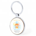 Chaveiro personalizável com adesivo bebê na nuvem para detalhes de batizado