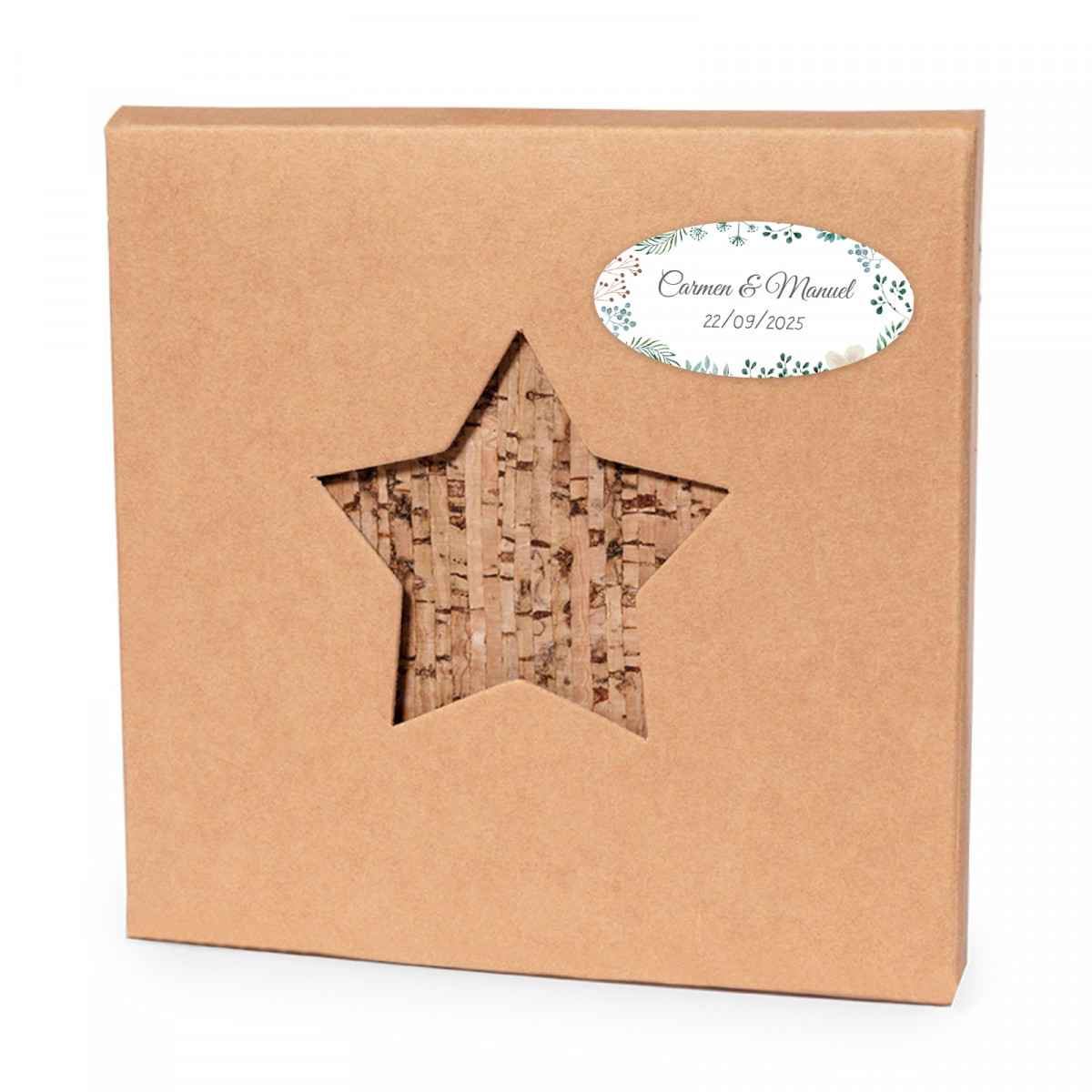 Porta-copos em forma de estrela com adesivo herbal personalizável para detalhes