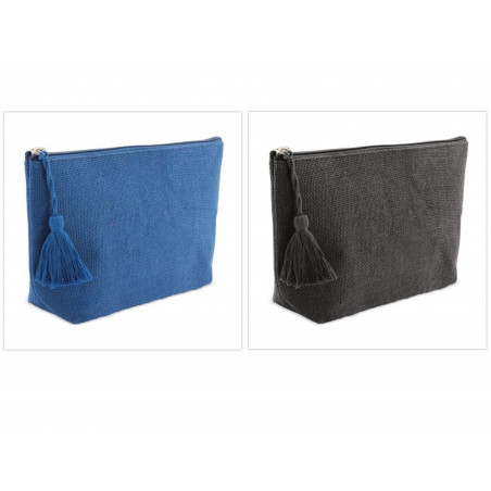 Necessaire de juta laminado com pompom
