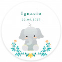 Adesivo redondo 3cm design fofo de elefante