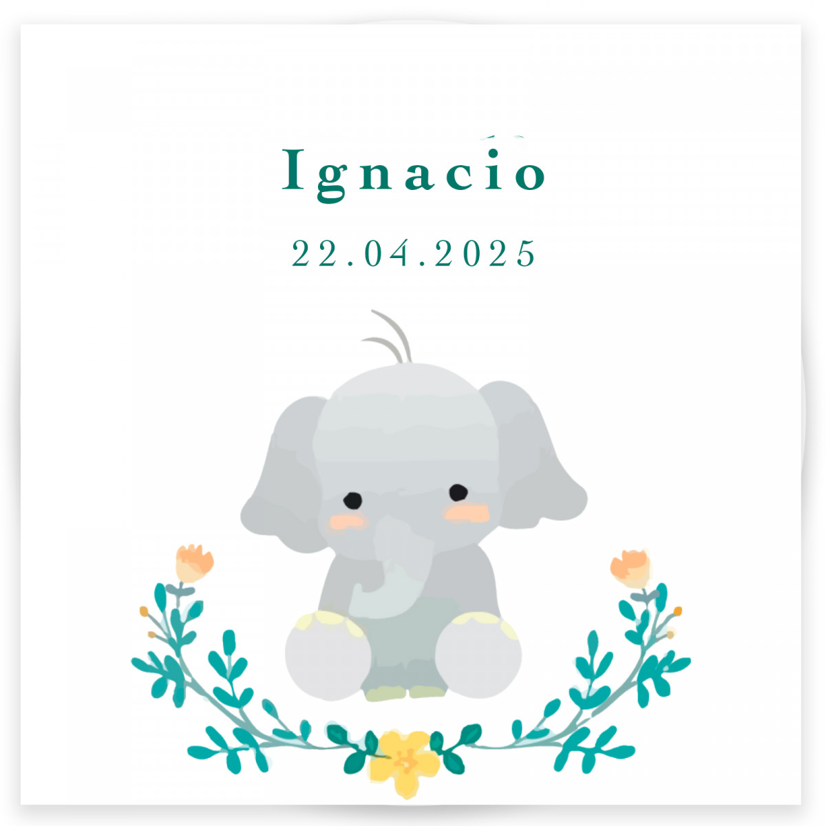 Adesivo 5x5cm design de elefante personalizável