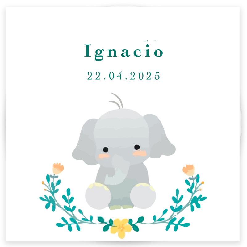 Adesivo 5x5cm design de elefante personalizável