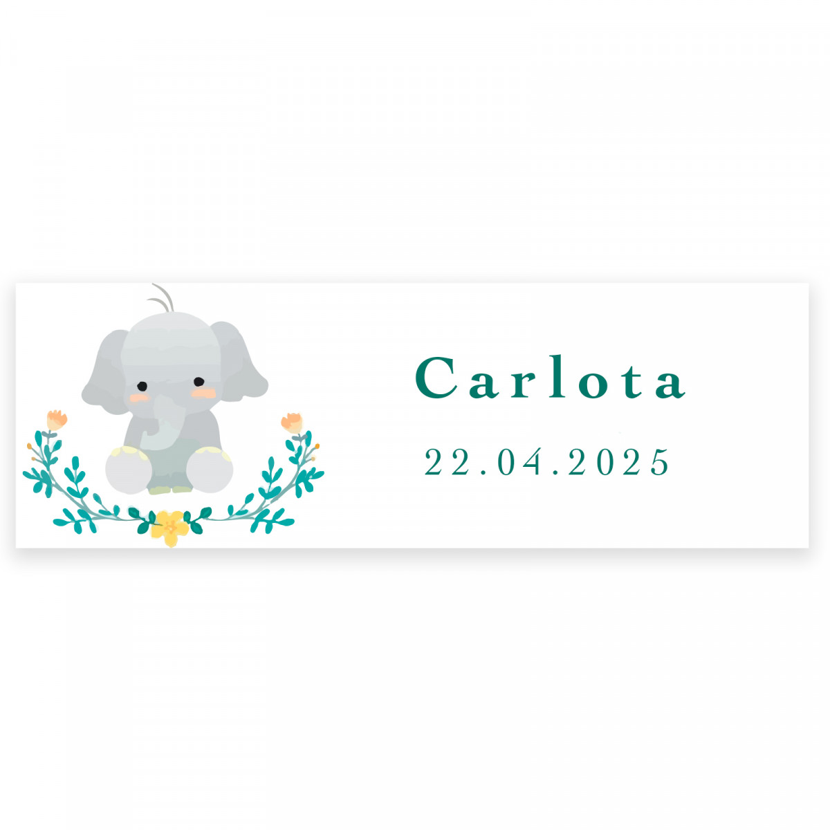 Adesivo 6x2cm personalizável com design de elefante